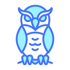 horror owl vector blue outline icon