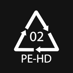 High-density Polyethylene 02 PE-HD Black Icon Symbol