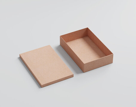 A rectangular box with a lid, Blank kraft package