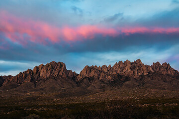 Obraz na płótnie Canvas Organ Mountains in Las Cruces New Mexico at sunset