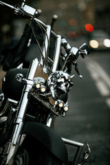 close up of a motorcycle on the street