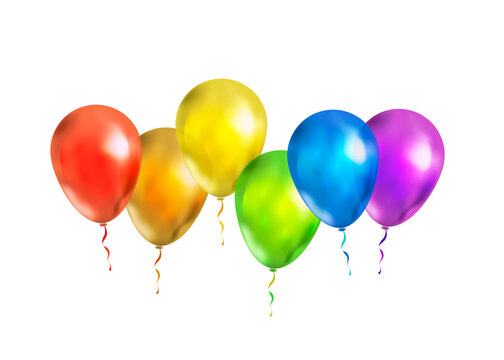 Glossy balloons in rainbow LGBT PRIDE colours isolated on white