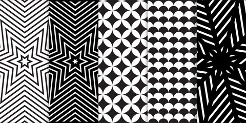 Seamless abstract geometric pattern background in black and white color