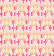 Seamless abstract background pattern. Colorful tones, red, pink, orange, yellow. Geometric, diamond shape, triangle. Texture design for cover, banner, flyer, poster, tile, wall. Vector illustration.
