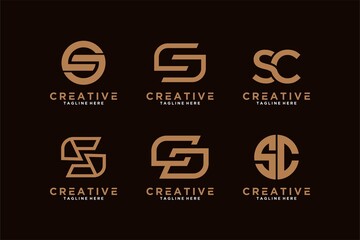 Set bundle letter sc logo design Premium Vector - obrazy, fototapety, plakaty