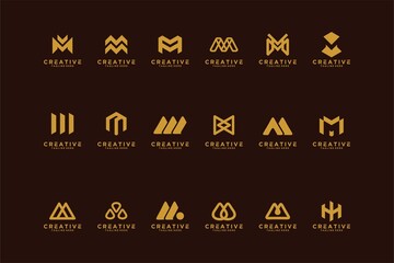 Set bundle letter m logo design Premium Vector - obrazy, fototapety, plakaty