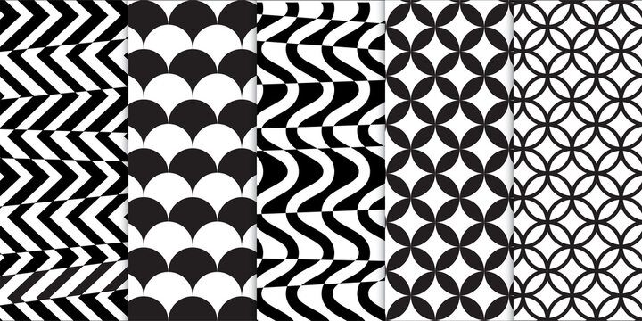 Seamless abstract geometric pattern background in black and white color