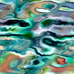 Bright marbled painterly abstract beach wear pattern. Seamless summer fashion organic clothing fluid ink design swatch. 