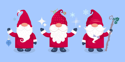 Hand drawn Christmas gnomes collection