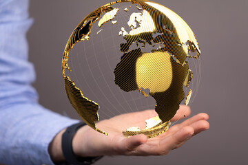 Communication technology global world network concept. Connection lines Around Earth Globe, Motion of digital data flow