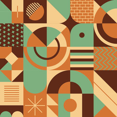 Motif g&eacute;om&eacute;trique et vintage aux couleurs chaudes