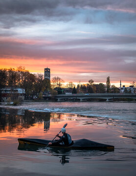 sunset over the river