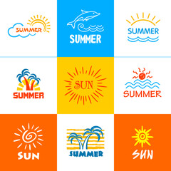Vector logos. Sun, summer.