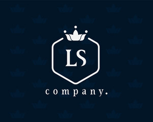 Creative letter LS, L and S graceful logo. Elegant emblem and beautiful calligraphy. The hexagonal vintage symbol for book design, brand name, business card, restaurant, boutique, hotel, cafe, badge.