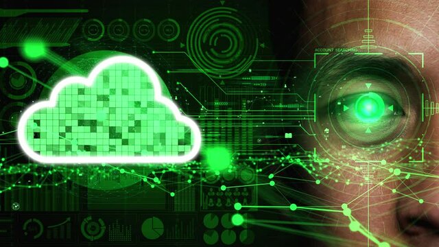 Conceptual cloud computing and data storage technology for future innovation . 3D render computer graphic .