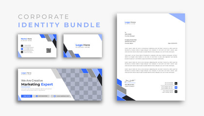 Corporate branding identity design. Professional business Facebook cover page timeline web ad banner template with letterhead, business card design bundle 