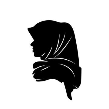 Black silhouette hijab girl design vector