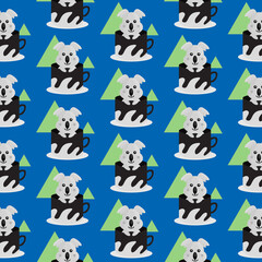Seamless pattern inside cup animal koala design