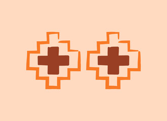 Ethnic pattern concept. Colorful oriental ornament with geometric shapes, abstract signs and contours. Traditional African design element for logos and carpets. Cartoon flat vector illustration