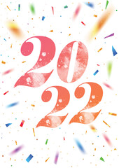 Obraz premium Vector vertical party template background with the number 2021 2022 year and colorful rainbow confetti