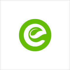 Initial letter E with unique leaf shape, logo, vector, template, illustration