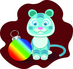 tiger with christmas ball