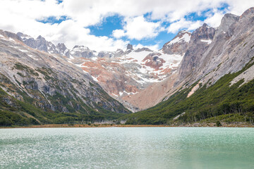 Fototapeta premium View of Laguna Esmeralda in summer, Ushuaia Patagonia