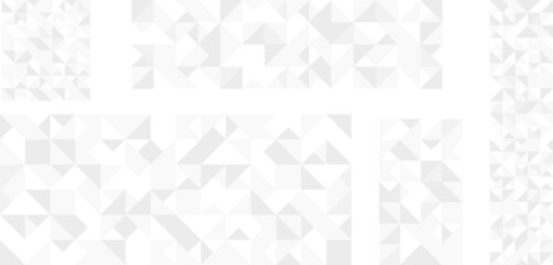 Abstract transparent geometric backgrounds set. Triangular pattern wallpaper design. Grey and white transparent banner backdrop