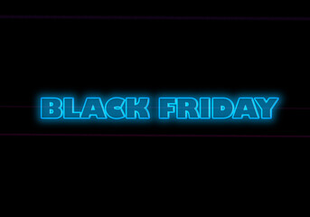 Black Friday en letras de Neón sobre fondo negro