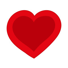 Outline vector illustration of One beautiful bright red heart isolated on a white background