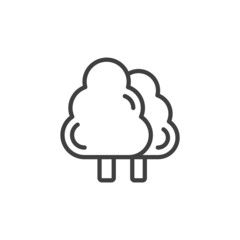 Two trees icon. A simple line drawing of a tree in front of another tree. Isolated linear vector on a pure white background.