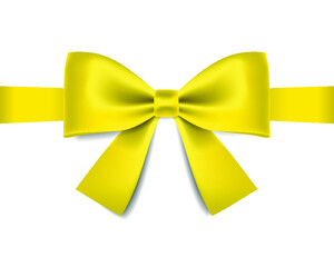 Yellow bow with ribbons isolated on a white background