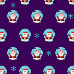 Seamless pattern cartoon santa claus sitting happy