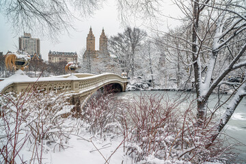 Bow bridge after snow storm