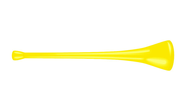 Yellow vuvuzela horn isolated on a white background
