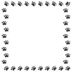 Gray frame depicting dog footprints