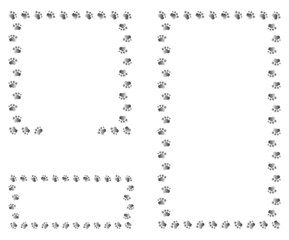 Gray frame depicting dog footprints