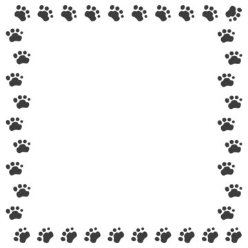 Gray frame depicting dog footprints