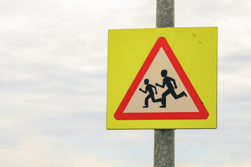 Road Traffic Warning Sign Children Playing