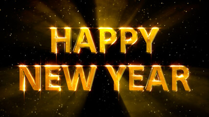 shining text happy new year on colorful background - abstract 3D rendering