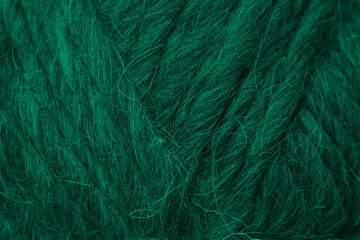 Obraz premium Green wool thread ball, close up