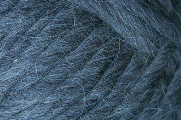 Fototapeta premium Blue wool thread ball, close up