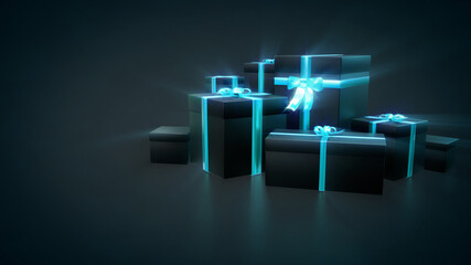 cyber monday sell-out background - many present boxes - abstract 3D rendering