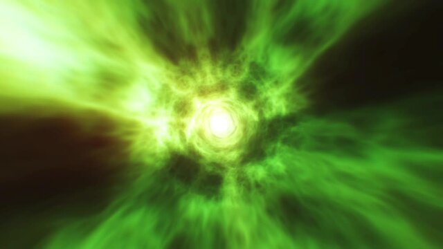  Seamless loop, 3d animation. of wormhole through time and space. Flying through green purple energy tunnel. High quality 4k footage