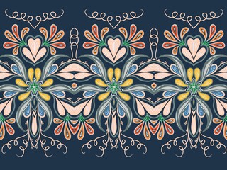 Ornate Damask flower ornament. Wallpaper in the style of Baroque. Seamless vector background. Floral ornament. Graphic pattern for fabric, wallpaper, packaging. Digital art illustration