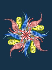 Fototapeta premium Seamless pattern with leaves, leaf and flowers, creative work hand drawing background. Fabric print ornamental design. Digital art illustration