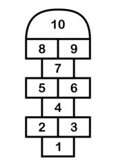 Hopscotch game line drawing on white background