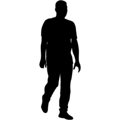 Silhouette of a walking man on a white background