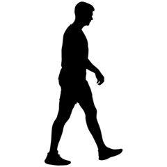 Fototapeta na wymiar Silhouette of a walking man on a white background