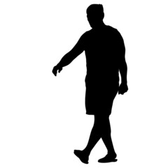 Silhouette of a walking man on a white background